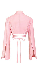 partytime cropped blazer top, cropped top, cropped blazer, blazer top, women's blazer, women's cropped blazer, pink cropped blazer, pink cropped blazer top