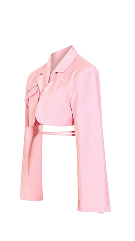 partytime cropped blazer top, cropped top, cropped blazer, blazer top, women's blazer, women's cropped blazer, pink cropped blazer, pink cropped blazer top