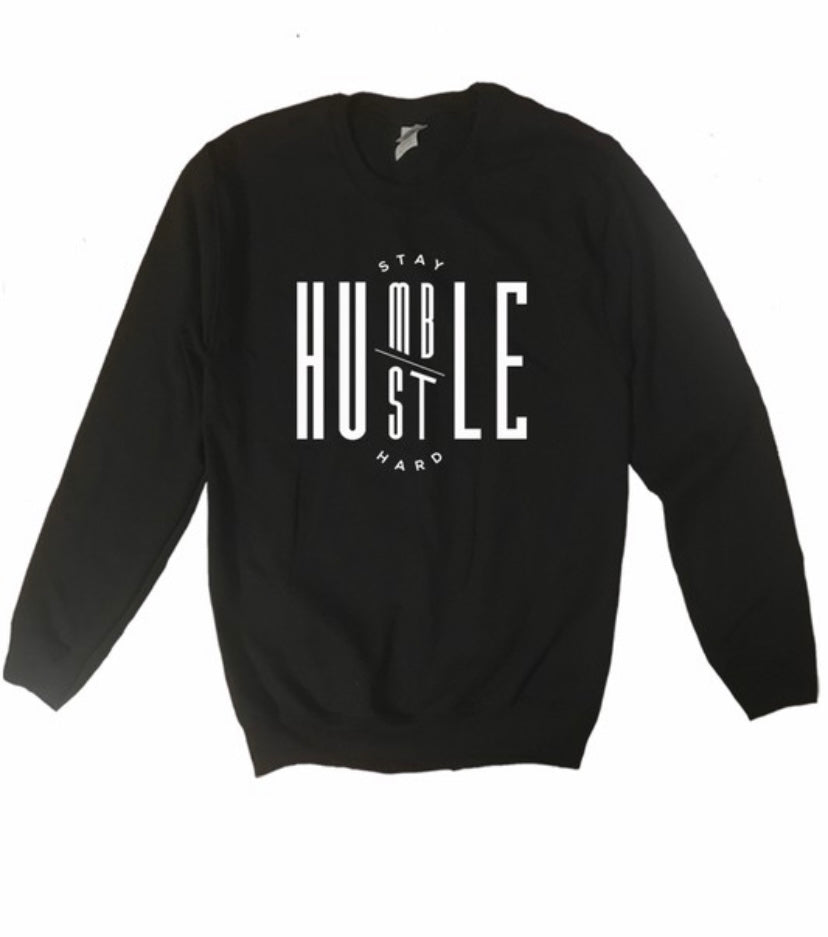 Stay Humble Hustle Hard Crewneck - Black